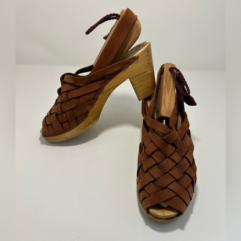 No.6 Rare woven leather peep-toe sling back clog sandal. Size 39 - Picture 5 of 8